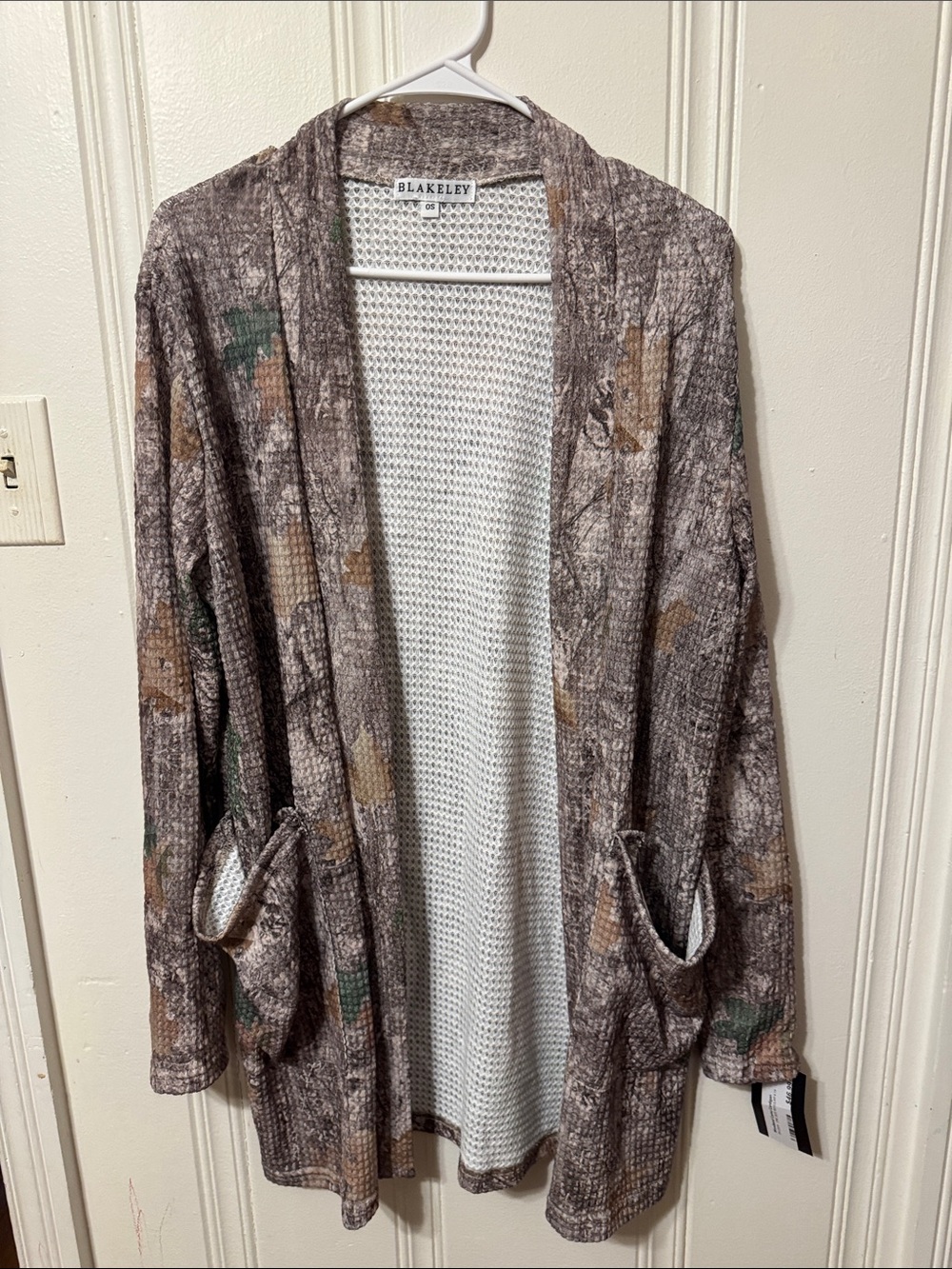 Blakeley Taupe Multi Open-Front Knit Blazer